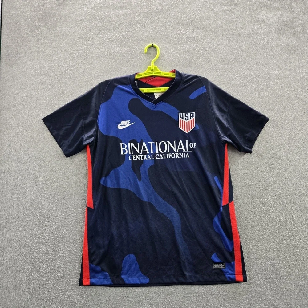 USA Soccer Men Shirt L Navy Camouflage USA Binational Dri-Fit Activewear Logo